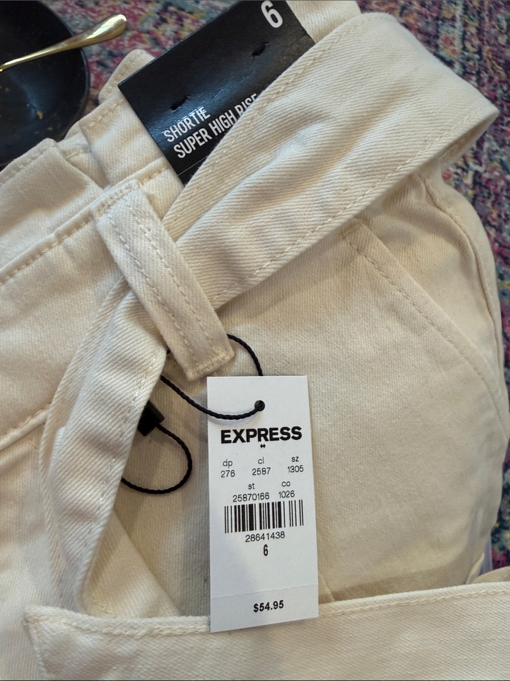 Express High-Rise Paperbag Waist Jeans — Cream - Picture 8 of 9